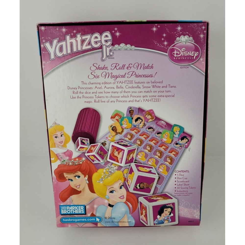 Yahtzee Jr Disney Princess Edition Parker Brothers Complete 2010 - Picture 3 of 6